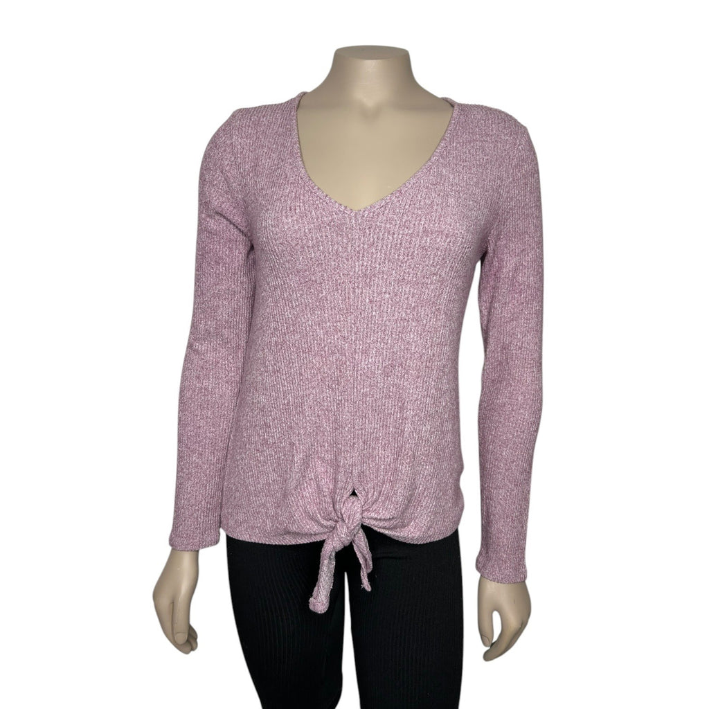 Saturday Sunday by Anthropologie Women's Size XS Purple V-Neck Ribbed Knit Top