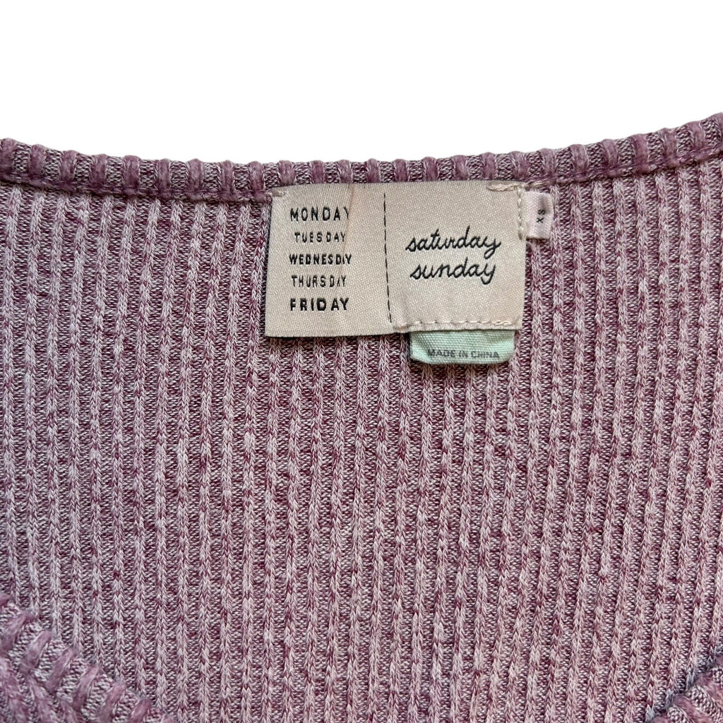 Saturday Sunday by Anthropologie Women's Size XS Purple V-Neck Ribbed Knit Top