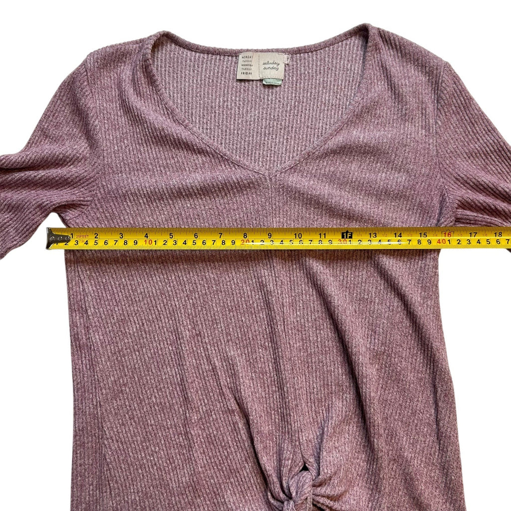 Saturday Sunday by Anthropologie Women's Size XS Purple V-Neck Ribbed Knit Top