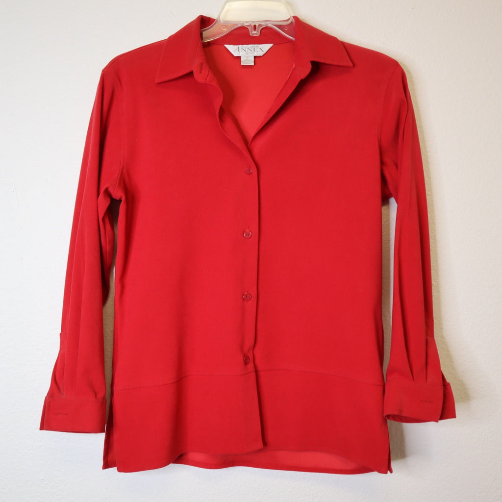 DG-182 Annex Petite Casual Corner Red Button-Up Shirt Long Sleeve