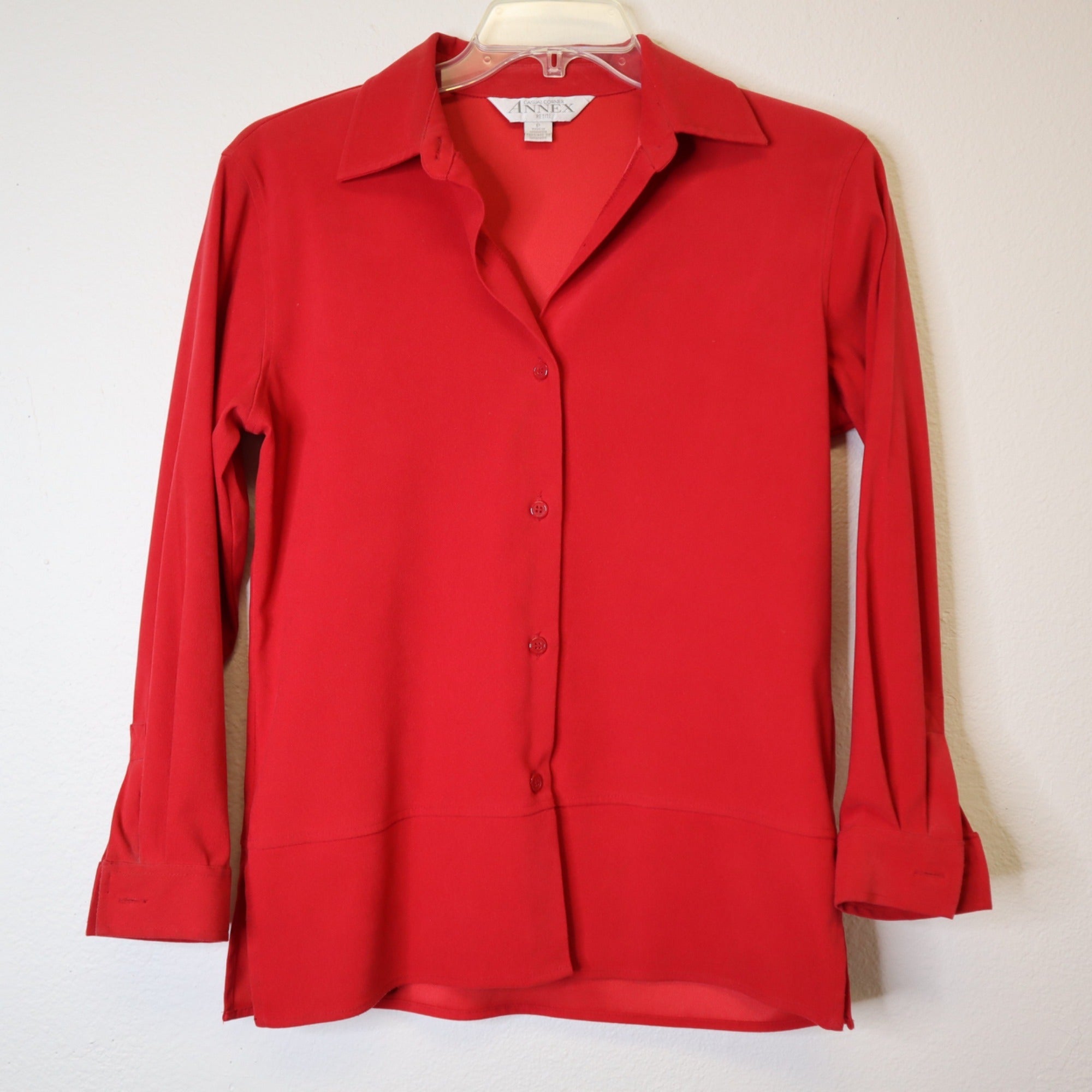 DG-182 Annex Petite Casual Corner Red Button-Up Shirt Long Sleeve