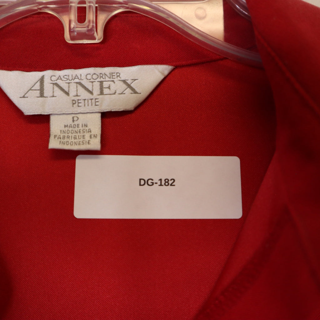 DG-182 Annex Petite Casual Corner Red Button-Up Shirt Long Sleeve