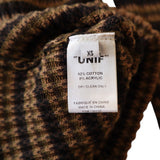 UNIF Womens XS Striped Sweater With Fuzzy Collar Brown & Beige Wool Blend