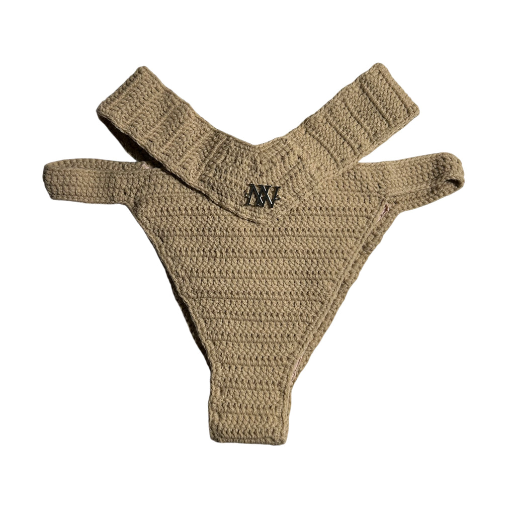 Beige Body Wrap Crochet Bikini Bottom by Nikita Naomi
