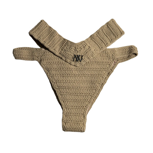 Beige Body Wrap Crochet Bikini Bottom by Nikita Naomi