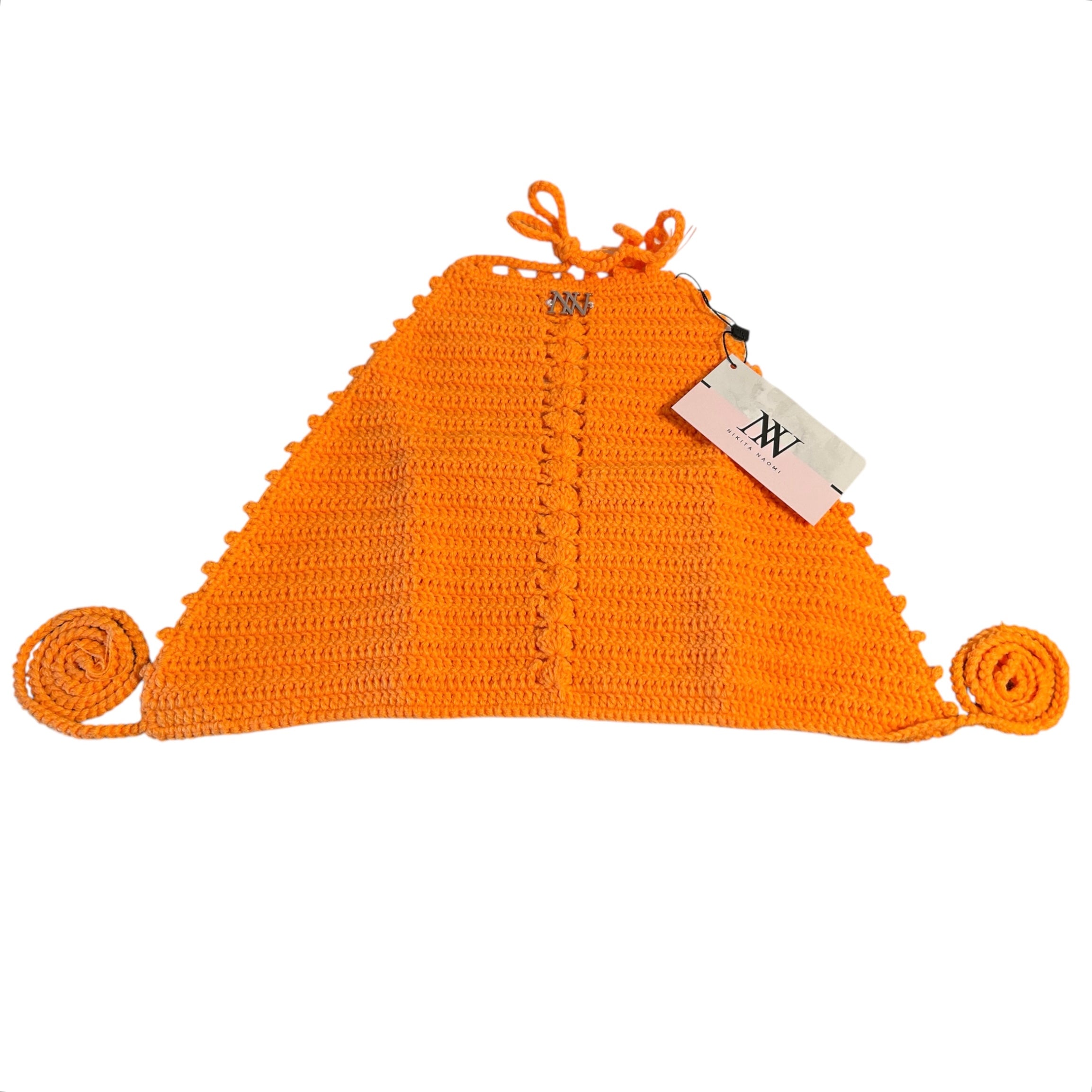 Orange Halter Crop Top Handmade Crochet by Nikita Naomi
