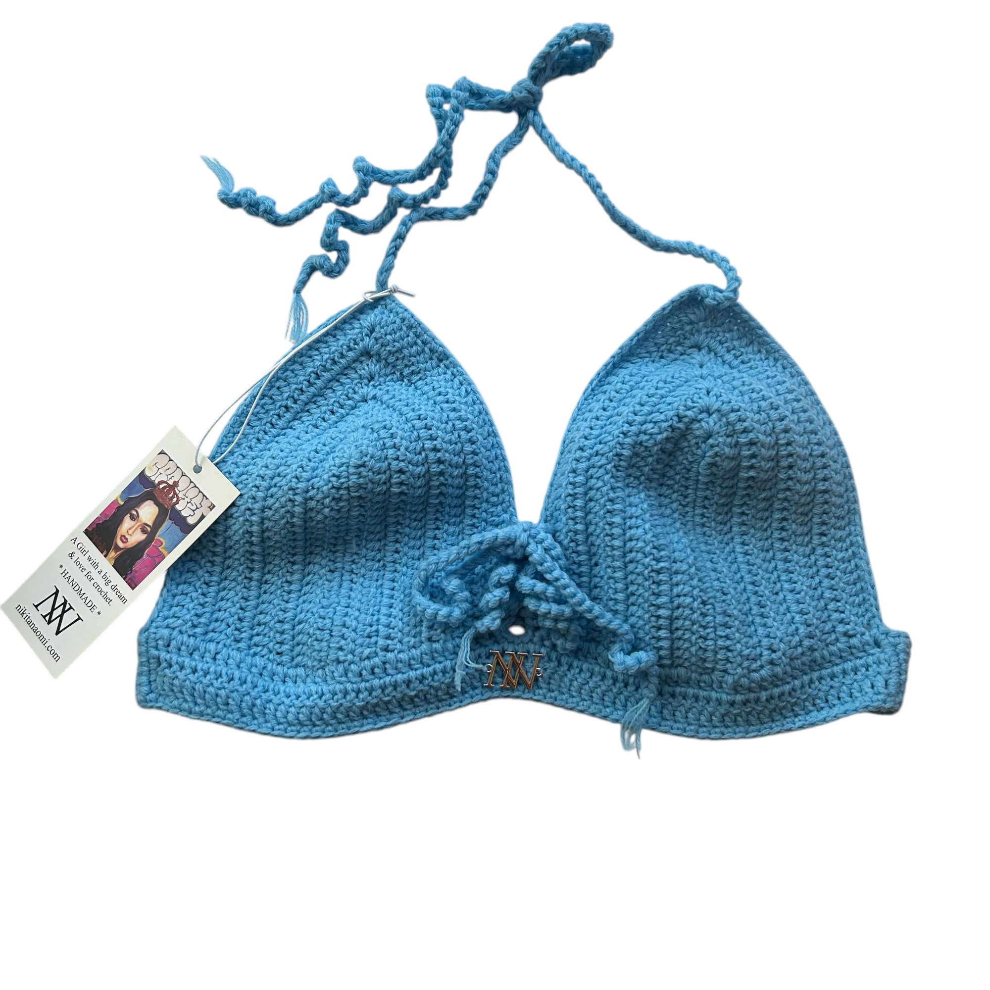 Sky Blue Classic Crochet Bralette Bikini Top by Nikita Naomi