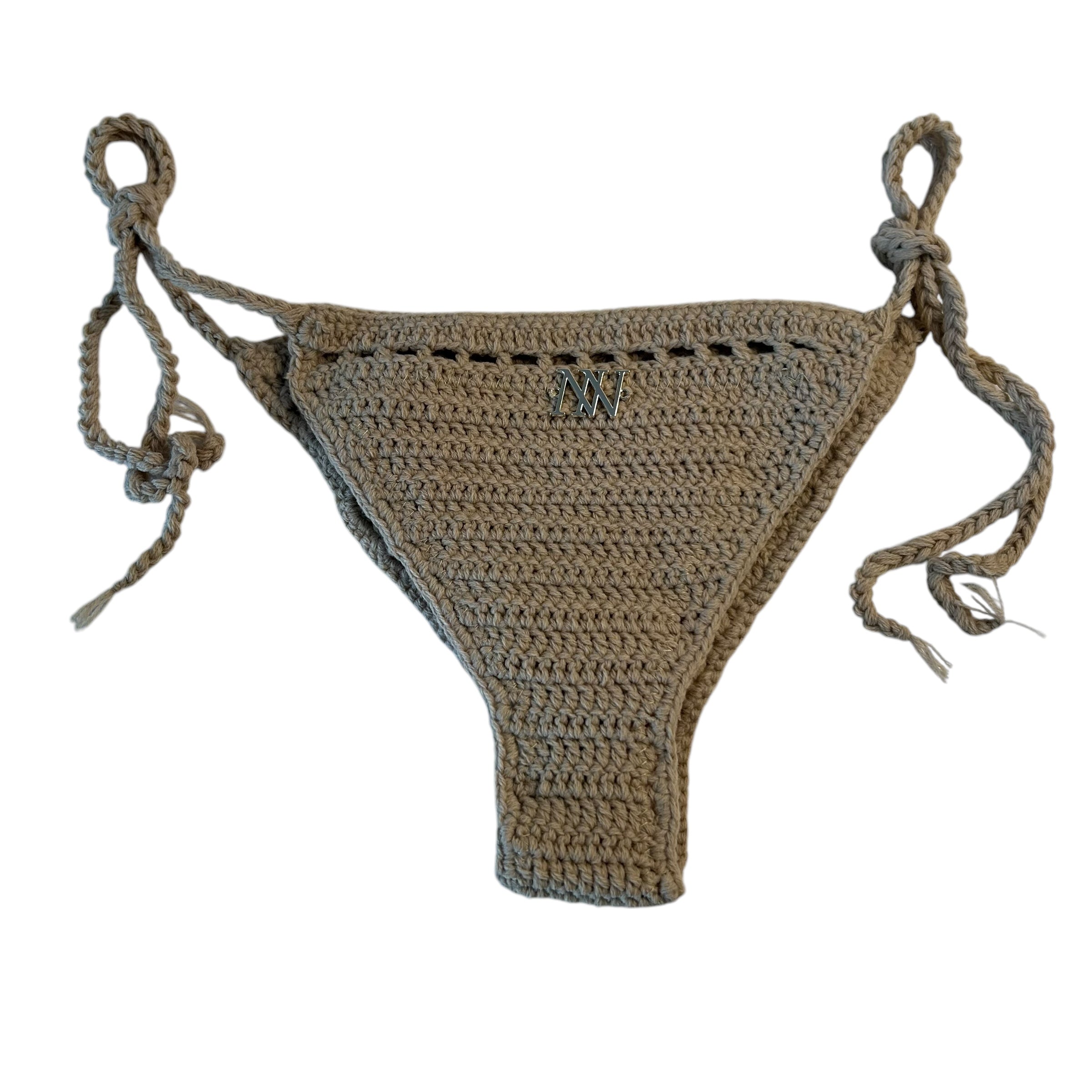 Beige Nova Crochet Bikini Bottom by Nikita Naomi