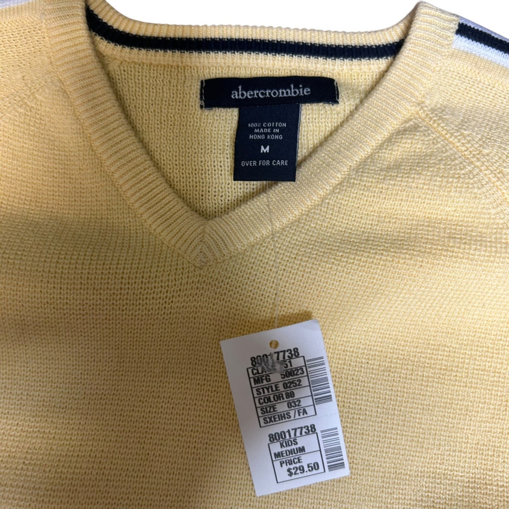 TG-38 Abercrombie & Fitch Kids Size M Yellow Knit V-neck Sweater, NWT