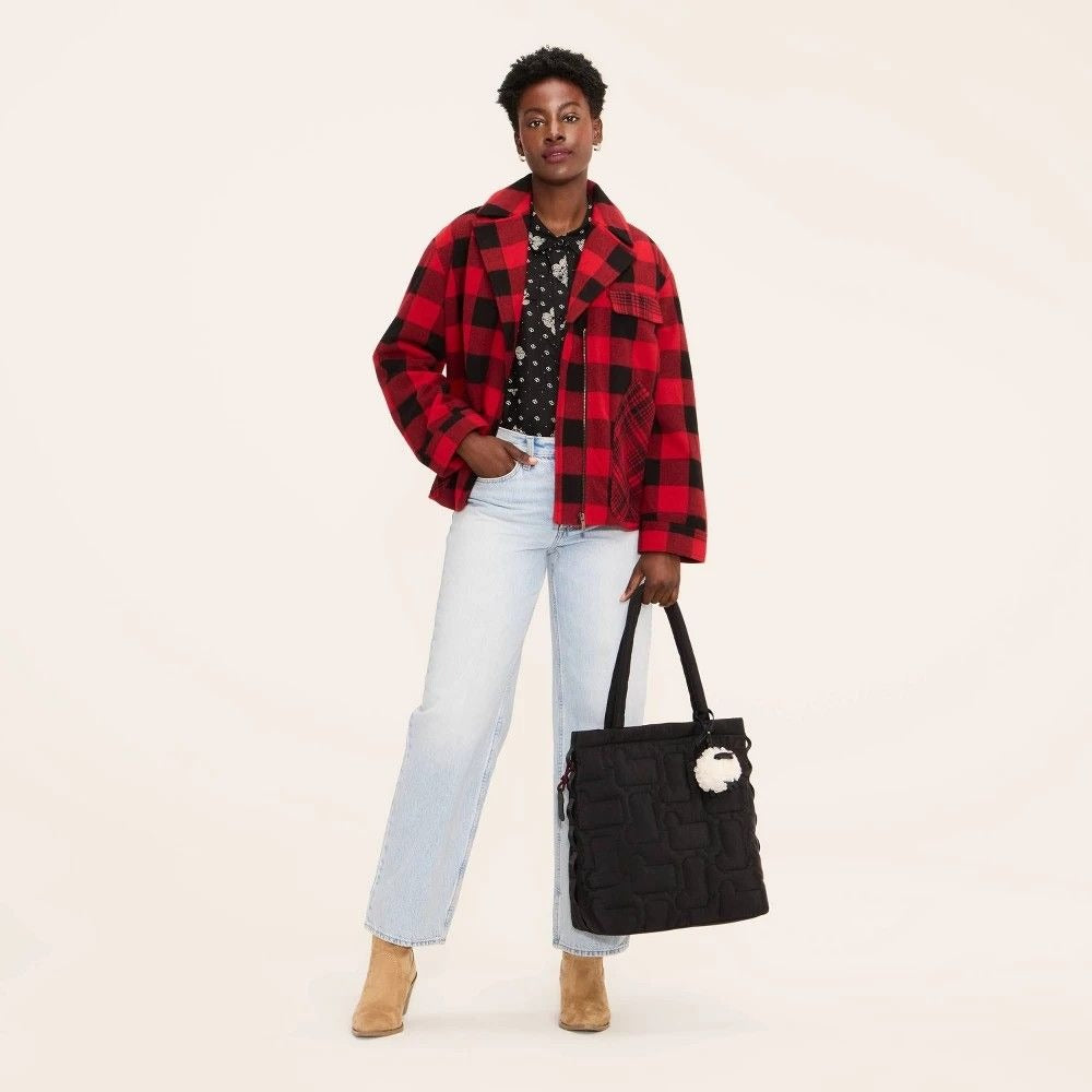 K-156 Woolrich x Target Buffalo Check Melton Jacket Red/Black Women's Size Large