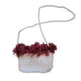 Handmade White with a Fluffy Trim Crochet Mini Shoulder Bag by Nikita Naomi