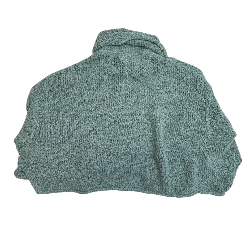 #1218 Free People Chunky Knit Cowl Neck Sweater In Aqua Blue Size M