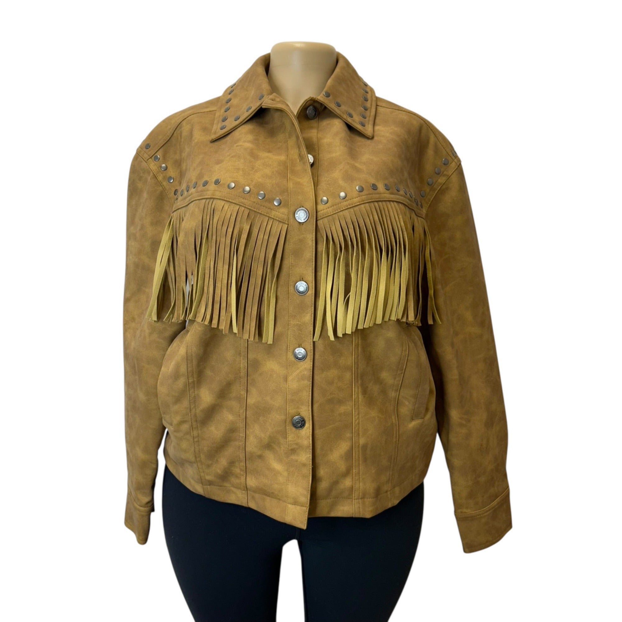 K-85 Wild Fable Women's Faux Suede Fringe Jacket Brown Size Small