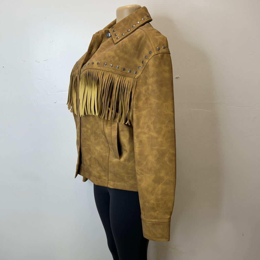 K-85 Wild Fable Women's Faux Suede Fringe Jacket Brown Size Small