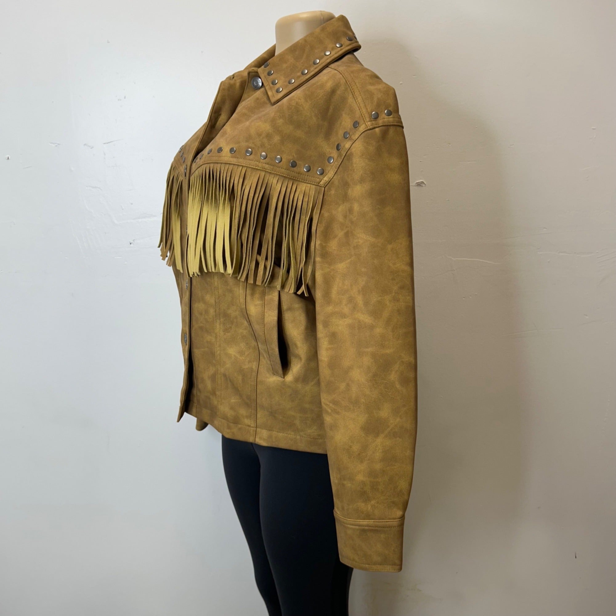 K-85 Wild Fable Women's Faux Suede Fringe Jacket Brown Size Small