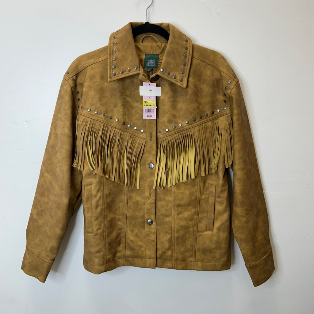 K-85 Wild Fable Women's Faux Suede Fringe Jacket Brown Size Small