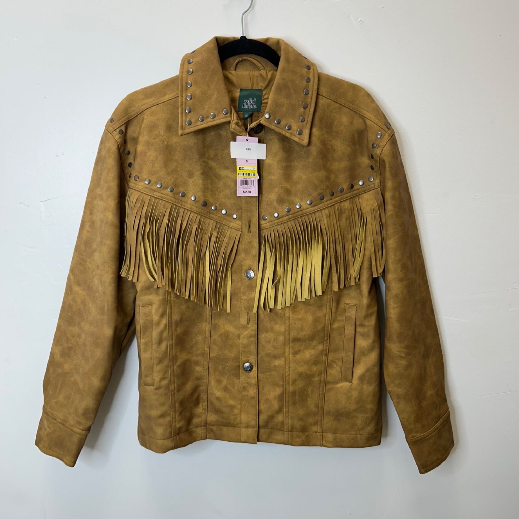 K-85 Wild Fable Women's Faux Suede Fringe Jacket Brown Size Small
