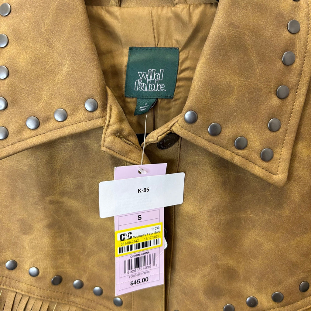 K-85 Wild Fable Women's Faux Suede Fringe Jacket Brown Size Small