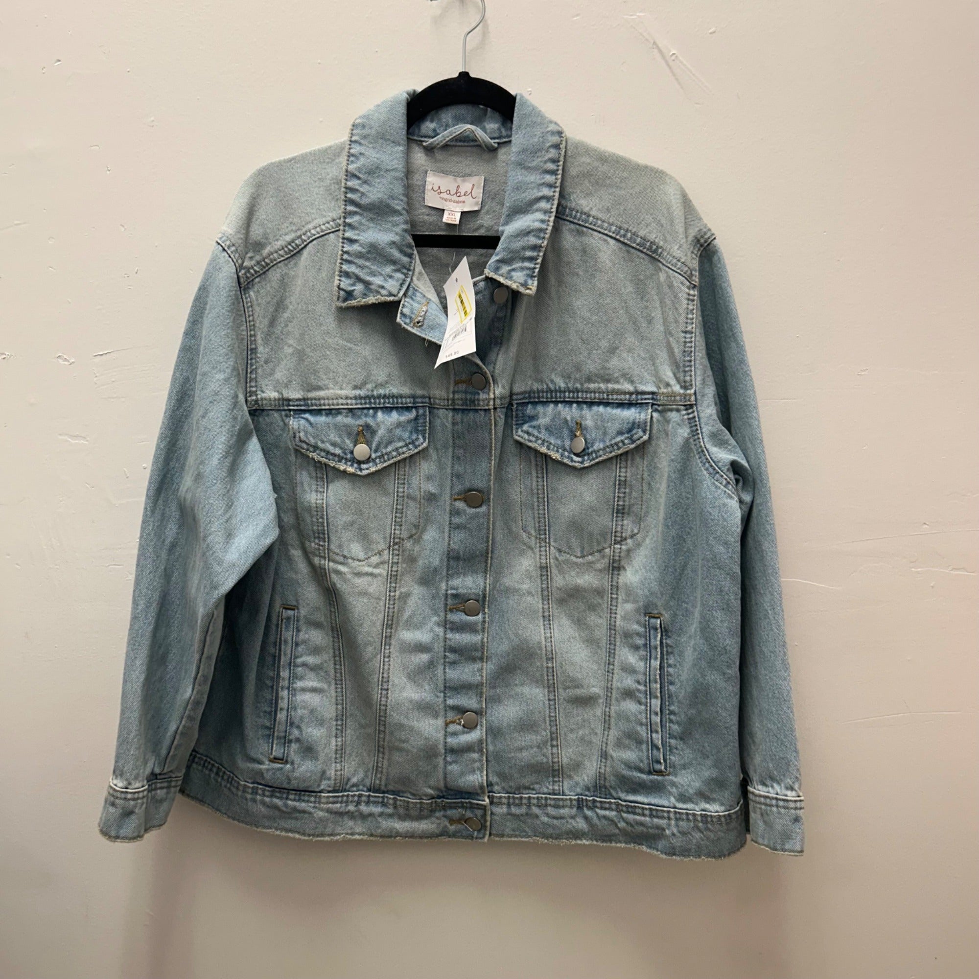 K-193 Isabel Maternity Denim Jacket Long Sleeve Medium Wash Women's Size XXL