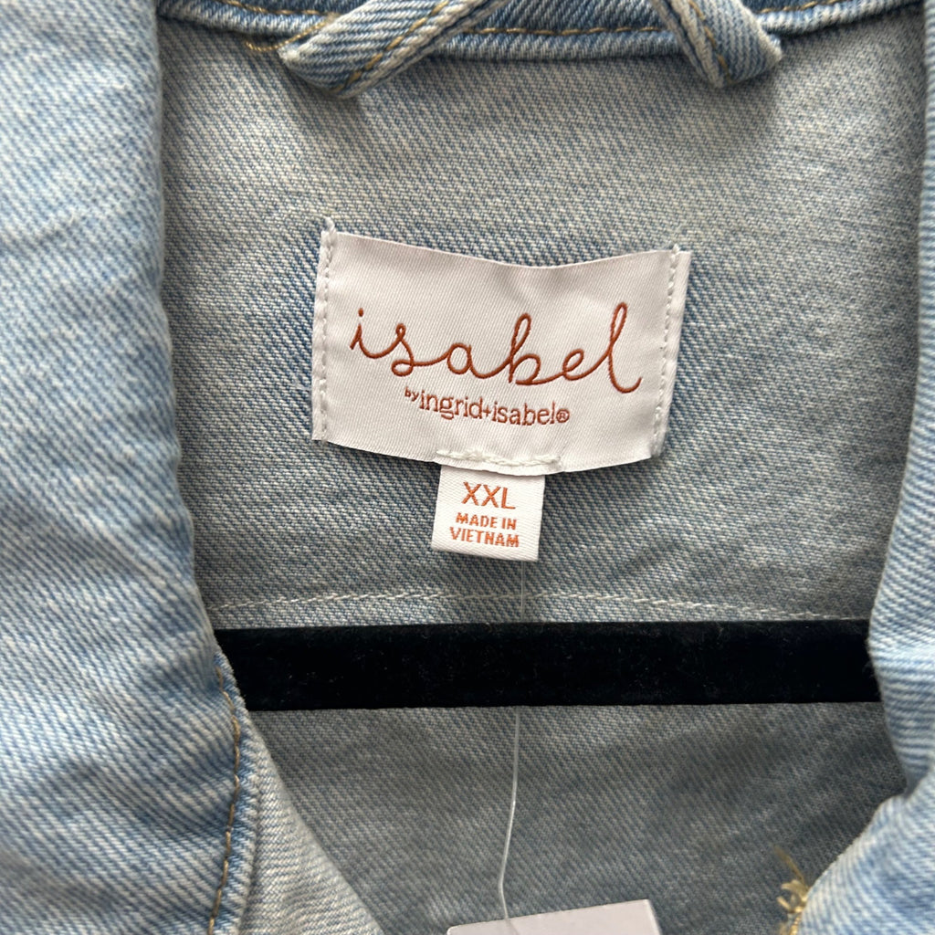 K-193 Isabel Maternity Denim Jacket Long Sleeve Medium Wash Women's Size XXL