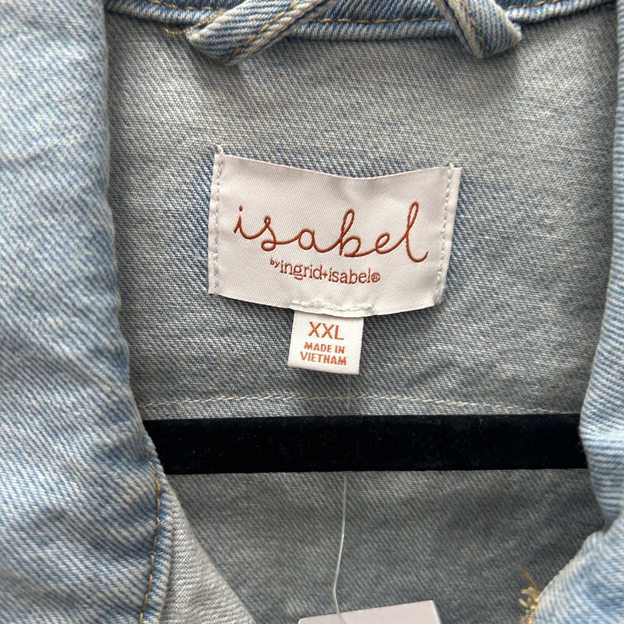 K-193 Isabel Maternity Denim Jacket Long Sleeve Medium Wash Women's Size XXL