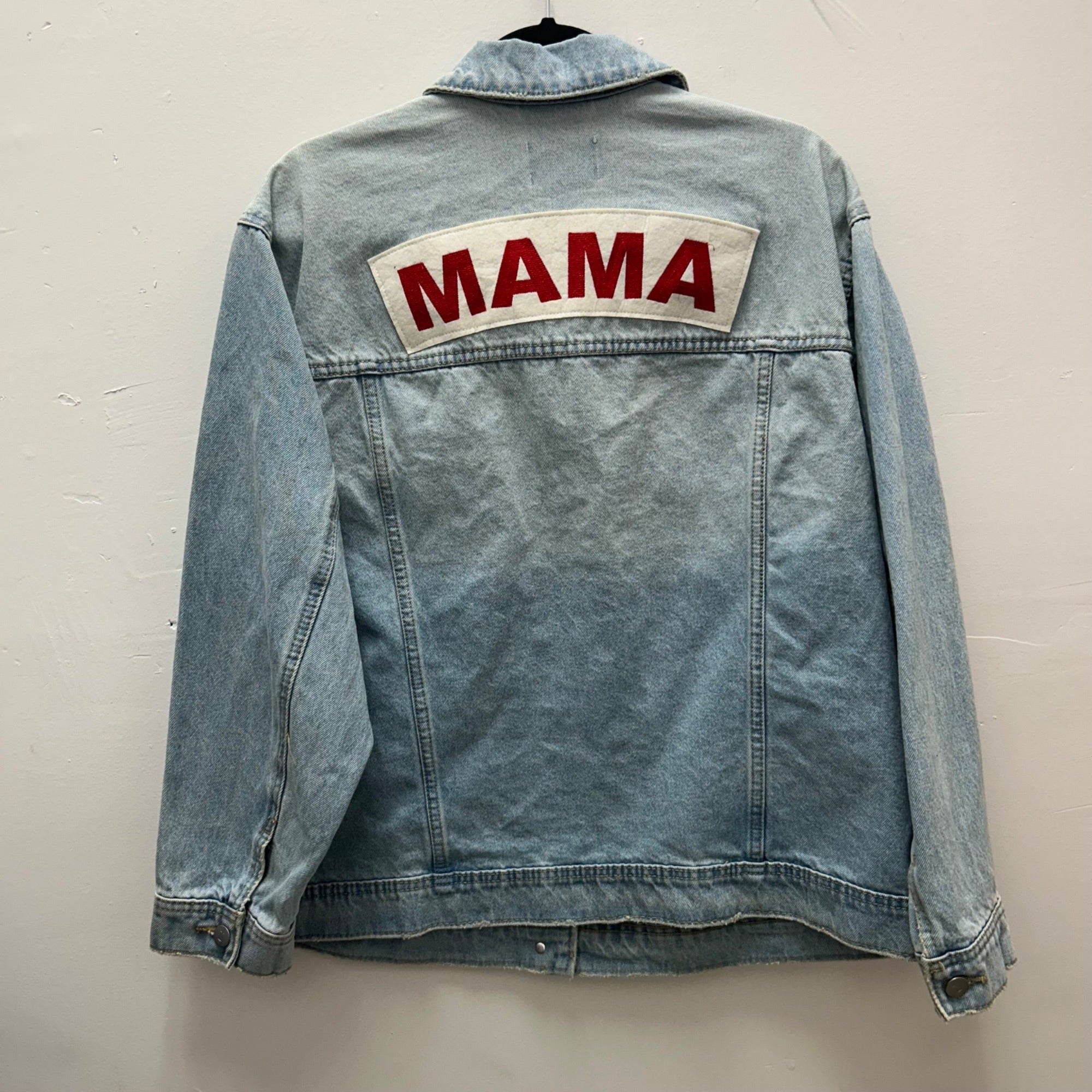 K-193 Isabel Maternity Denim Jacket Long Sleeve Medium Wash Women's Size XXL