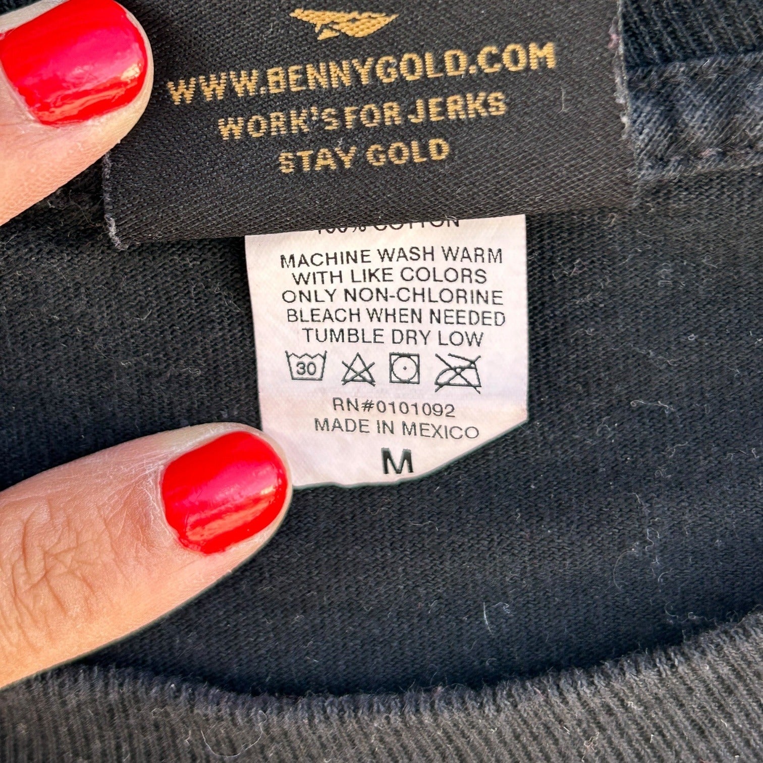 Benny Gold "STAY GOLD" Men's Size Medium Charmer Long Sleeve T-Shirt, Black