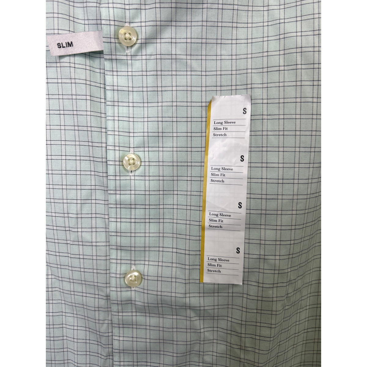 #1075 Goodfellow & Co Men's Slim Fit Long Sleeve Stretch Shirt S Mint Green Plaid