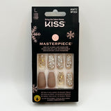 Kiss Masterpiece Long Press On Nails Beige Gold Embellished w/ Rhinestones MP05X