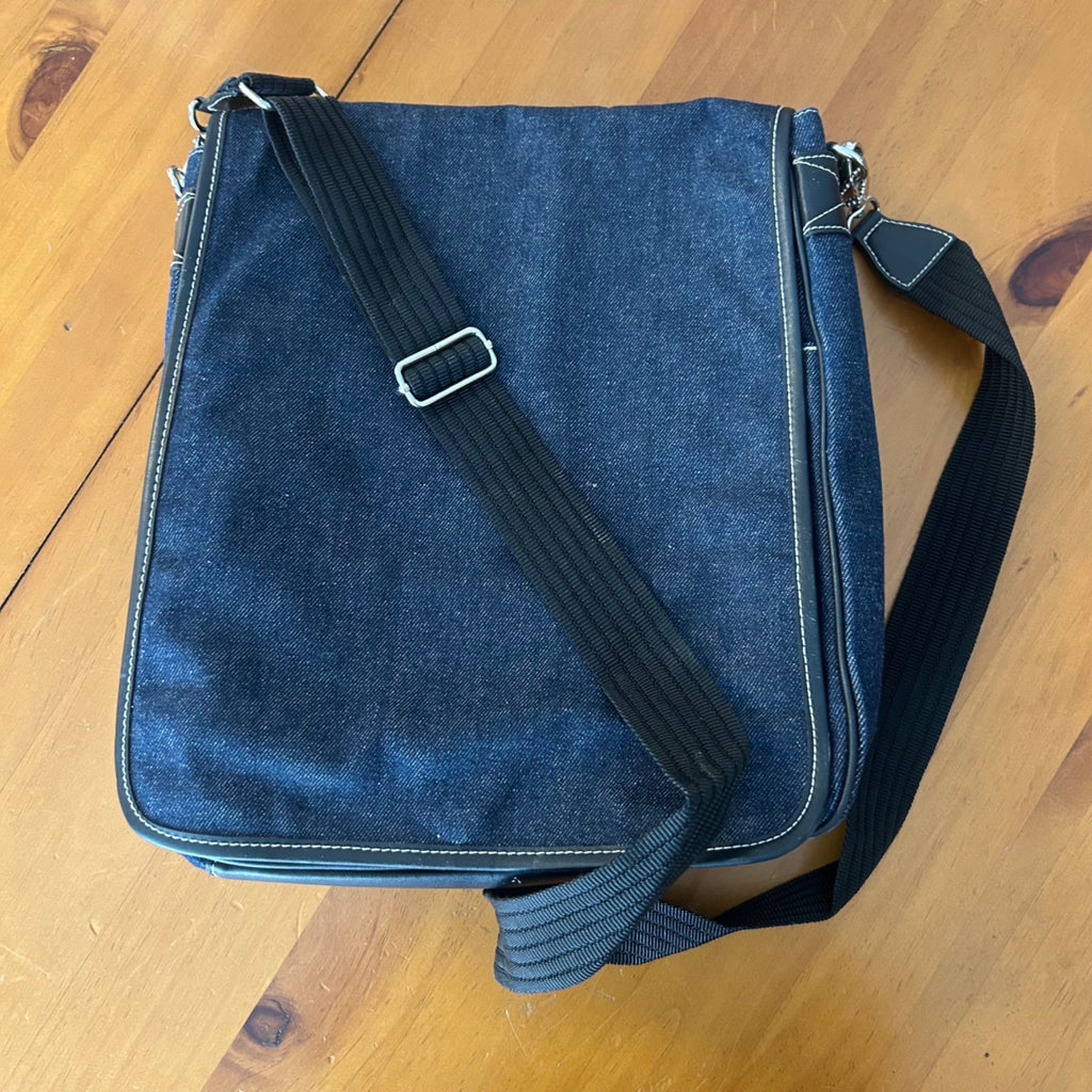 Charter Club Dark Blue Denim Crossbody Messenger Bag