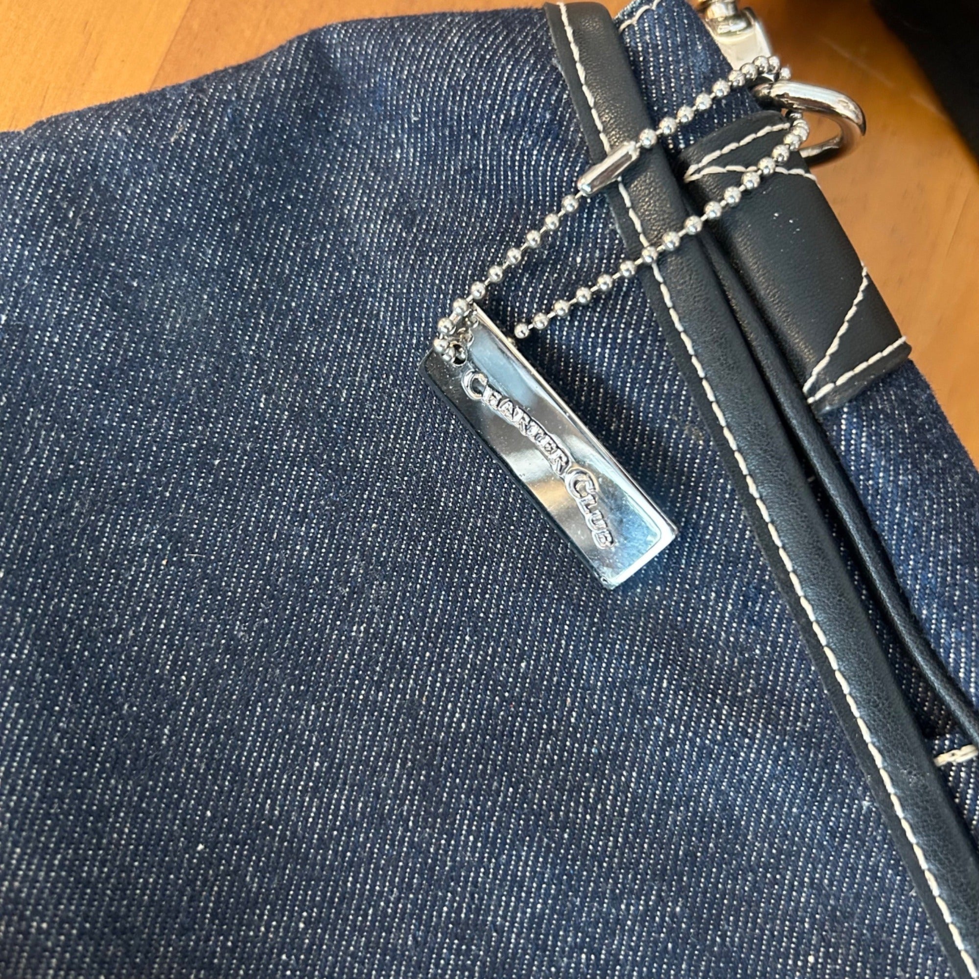 Charter Club Dark Blue Denim Crossbody Messenger Bag