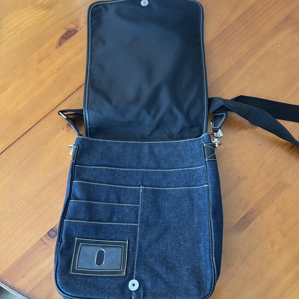 Charter Club Dark Blue Denim Crossbody Messenger Bag