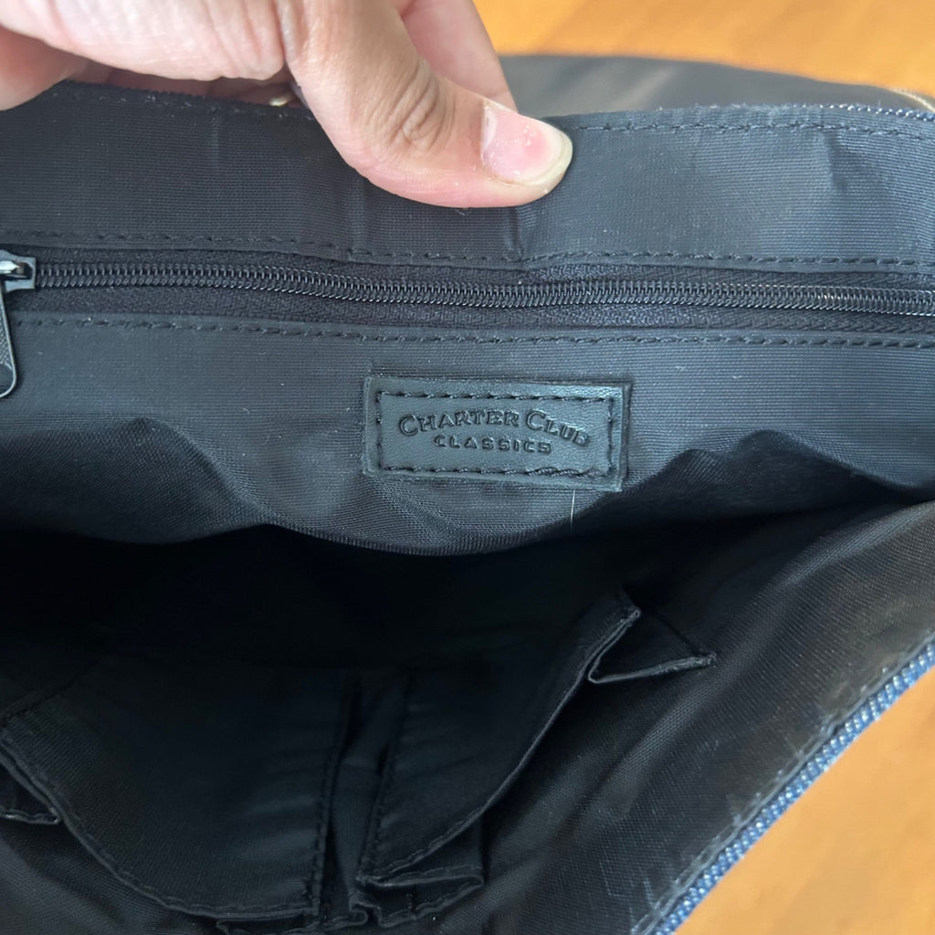 Charter Club Dark Blue Denim Crossbody Messenger Bag