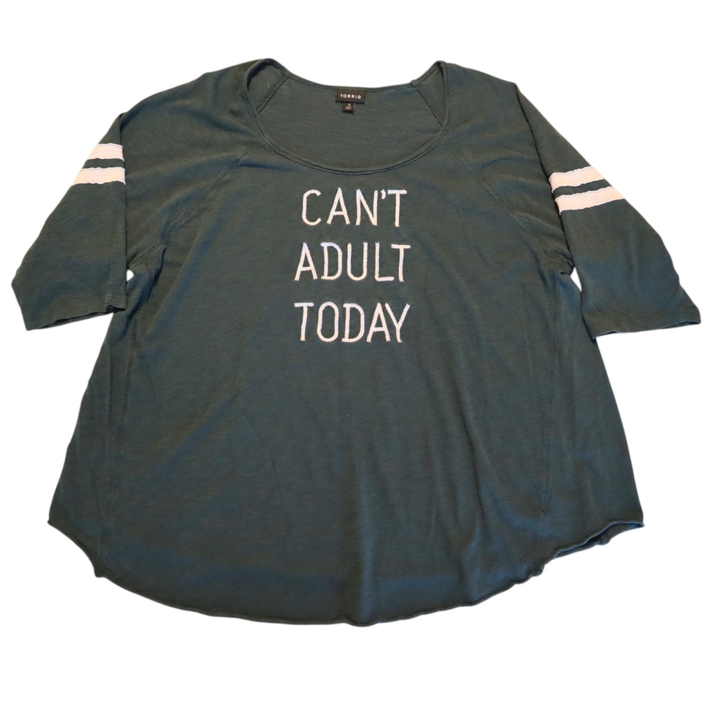 Cant Adult Today Graphic Tee By Torrid Size 3 Green With White Text
