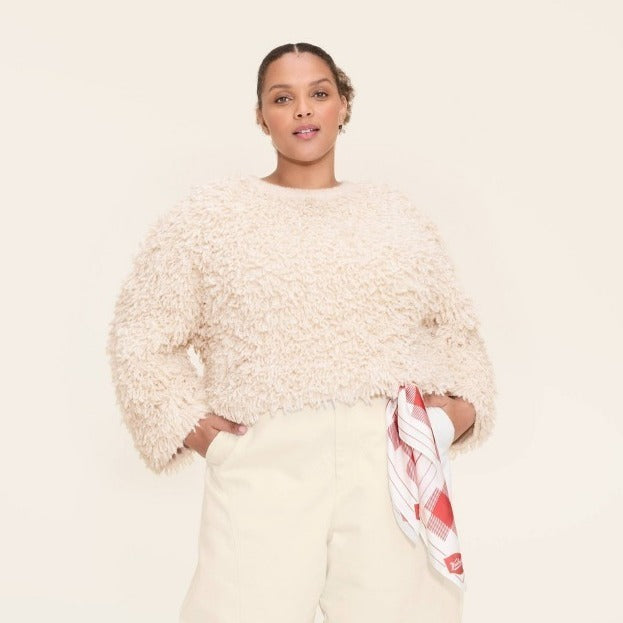 K-207 Woolrich X Target Loopy Yarn Crewneck Pullover Sweater Cream Size Medium