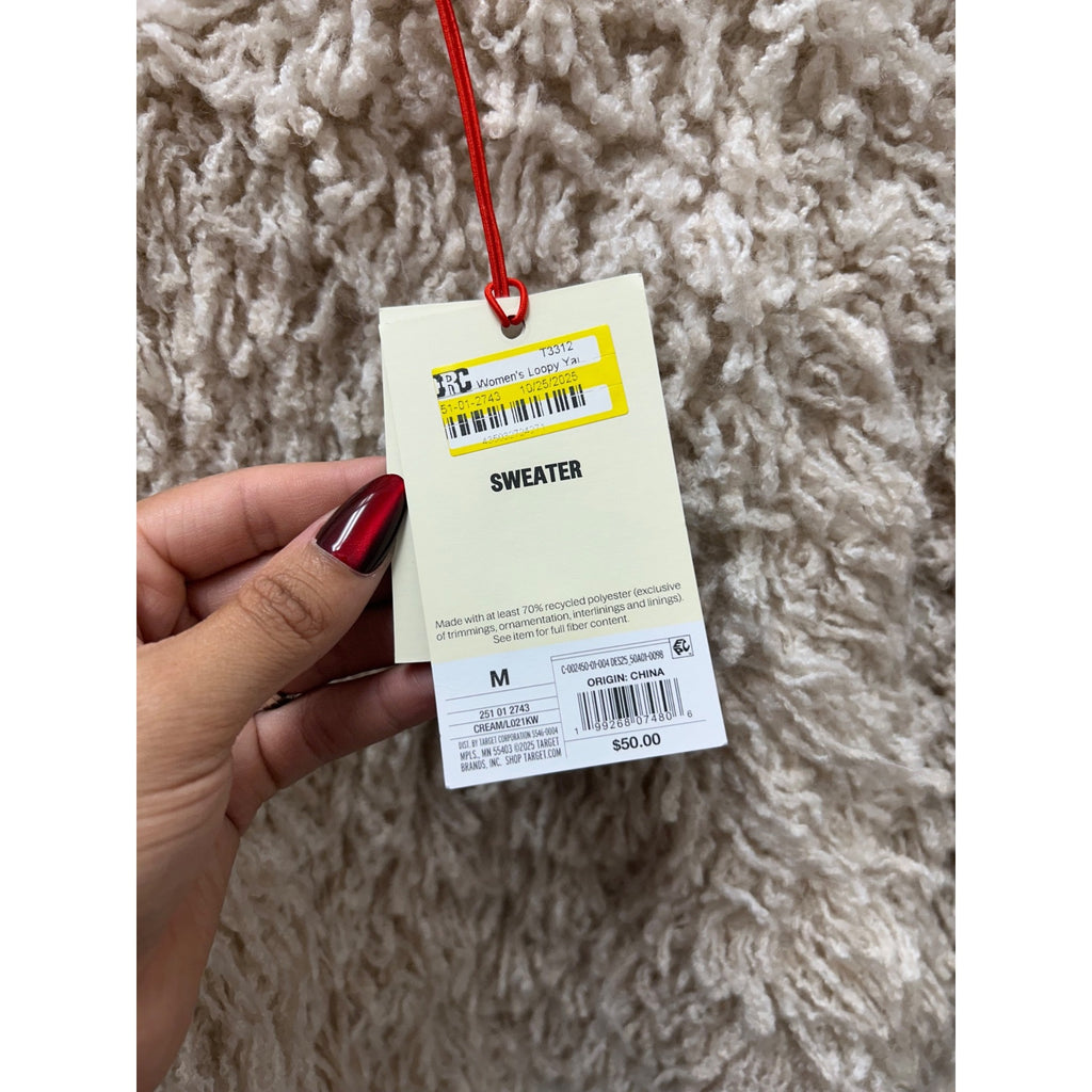K-207 Woolrich X Target Loopy Yarn Crewneck Pullover Sweater Cream Size Medium
