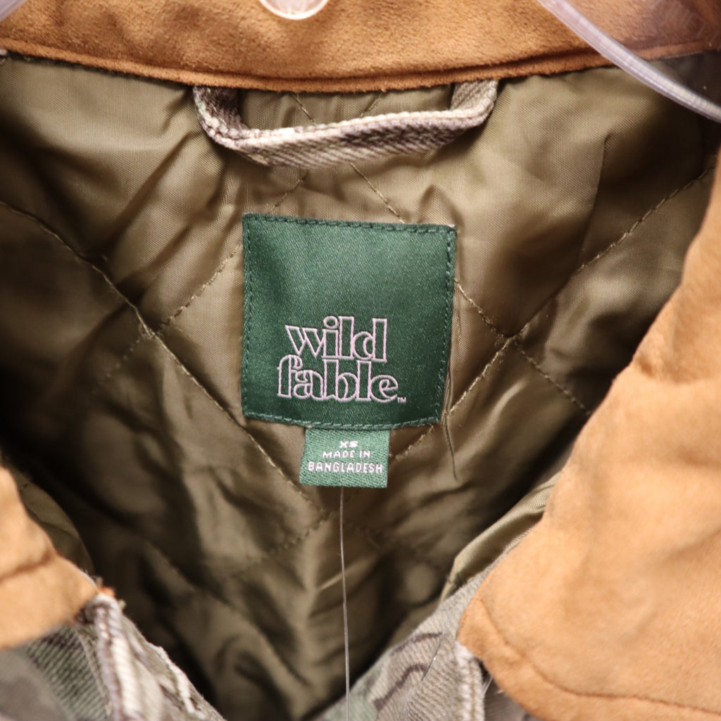 K-248 Wild Fable Women's XS Padded Denim Barn Jacket- Khaki Leaf