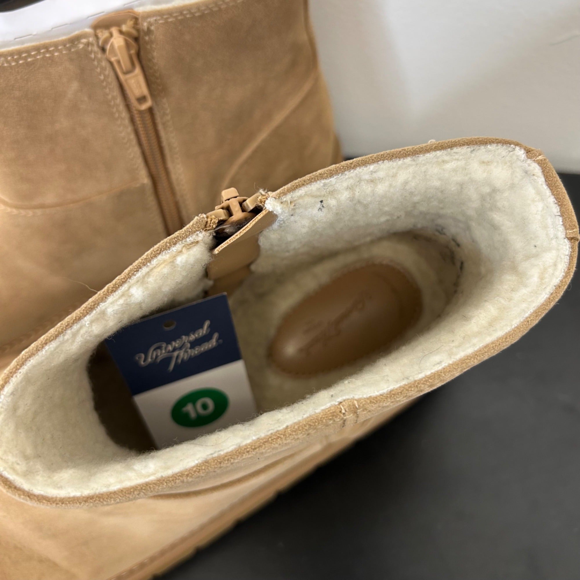 K-5 Universal Thread Microsuede Casual Style Ankle Boots Tan Size 10