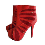 Wild Rose Bryna-03 Red Platform High Heel Booties Women's Size 6.5