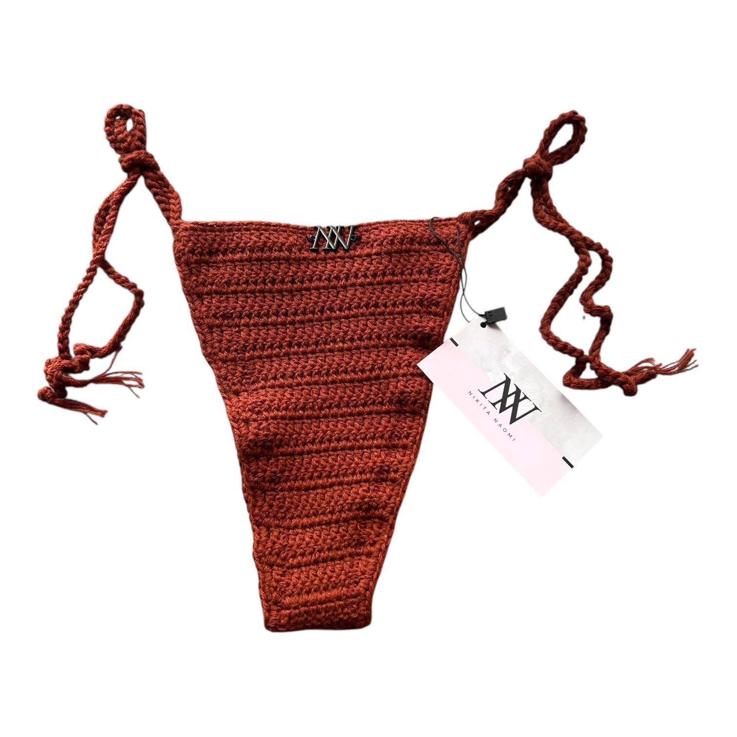 Brown High Waist Triangle Crochet Bikini Bottom by Nikita Naomi