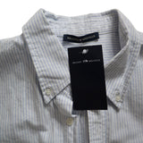 Brandy Melville Women's Blue, White Striped Button-Down Collared Shirt One Size