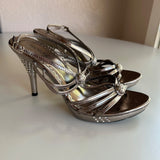 Madeline Stuart "Gor-Geux" Silver Strappy 3" Stiletto Heel Women's Size 7