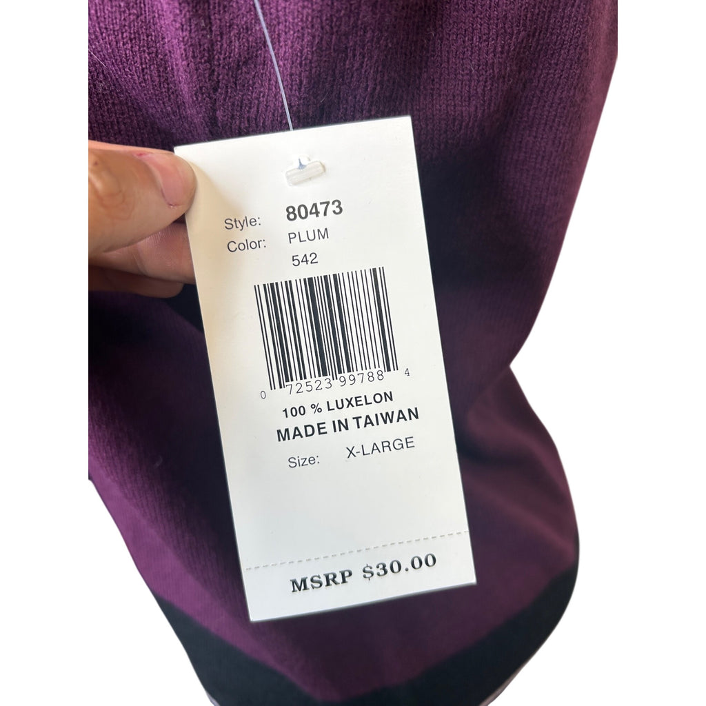 TG-32 Designers Originals Women's Plum Sleeveless Knit Top With Contrast Trim Size XL
