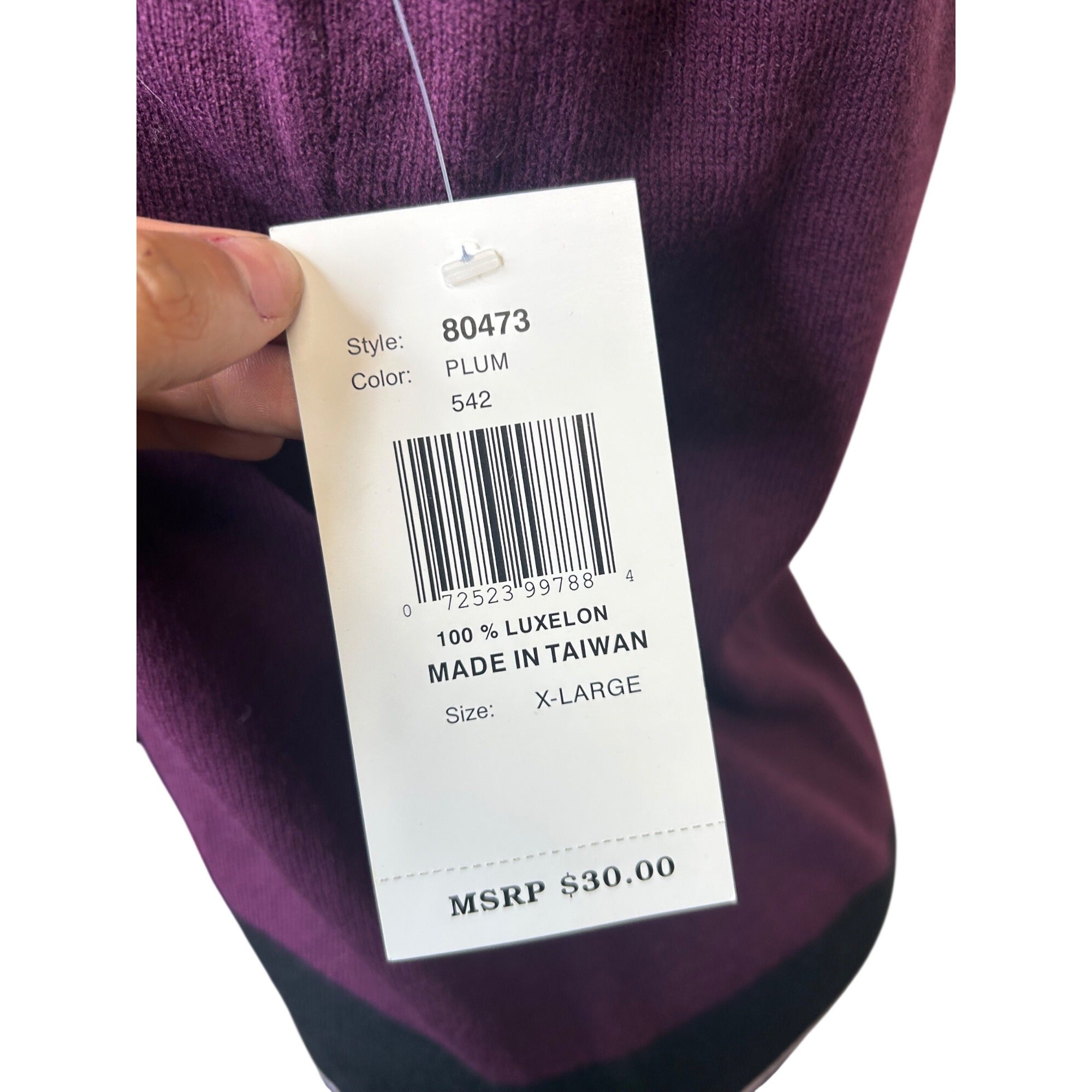 TG-32 Designers Originals Women's Plum Sleeveless Knit Top With Contrast Trim Size XL