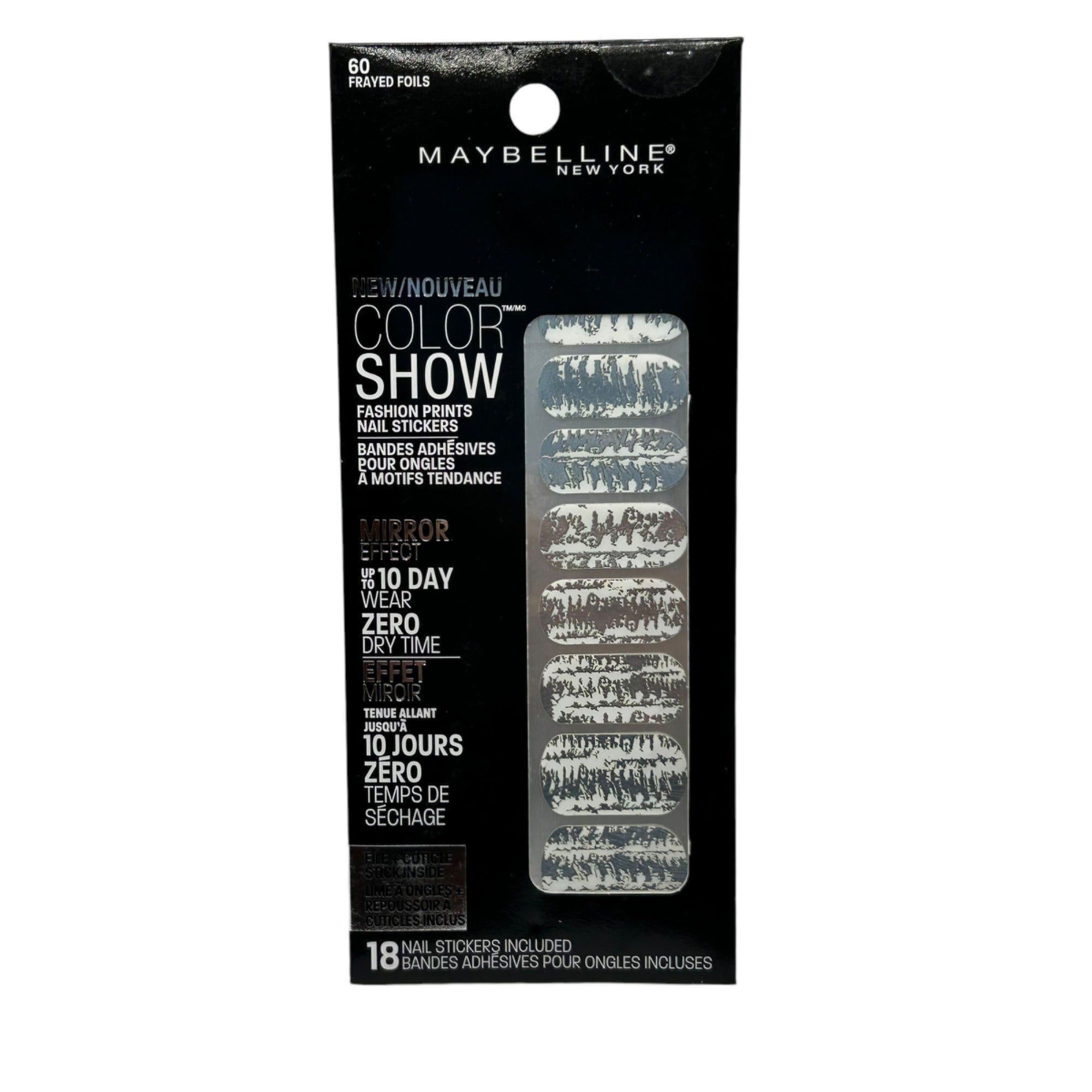 Maybelline Color Show "Frayed Foils" #60 Fashion Prints Nail Stickers 18 CT