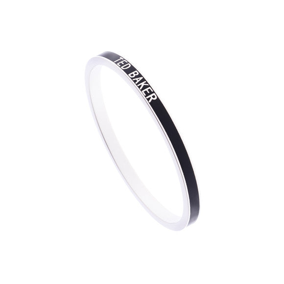 Ted Baker Clary Narrow Enamel Bangle, White Bronze, Black