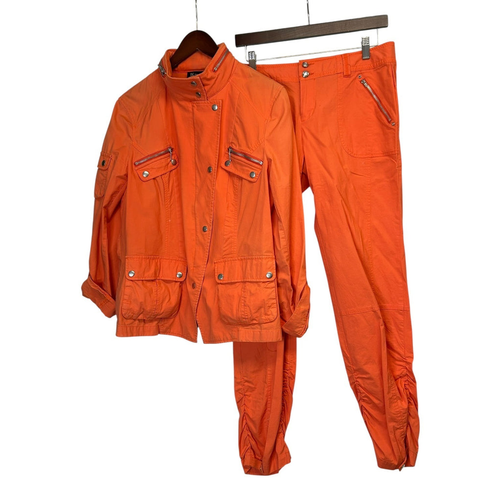 TG-17 Inc International Concepts Orange Cotton Stretch Utility Jacket & Pants Set Size Large