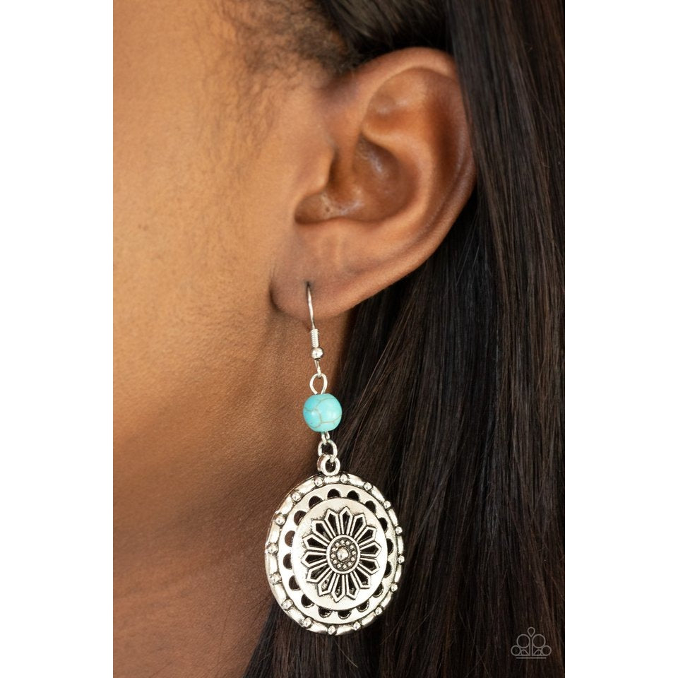 Flowering Frontiers Blue Earrings by Paparazzi