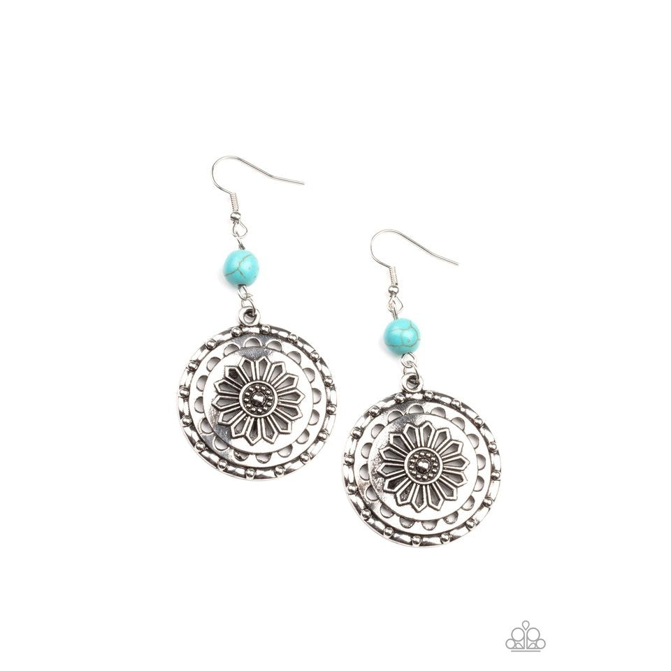 Flowering Frontiers Blue Earrings by Paparazzi