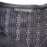 Brandy Melville Women's Black Open Knit Cardigan Sweater Long Sleeve Button-Up